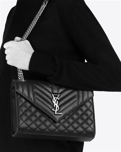 envelope medium bag in grain de poudre embossed leather ysl|ysl large envelope bag.